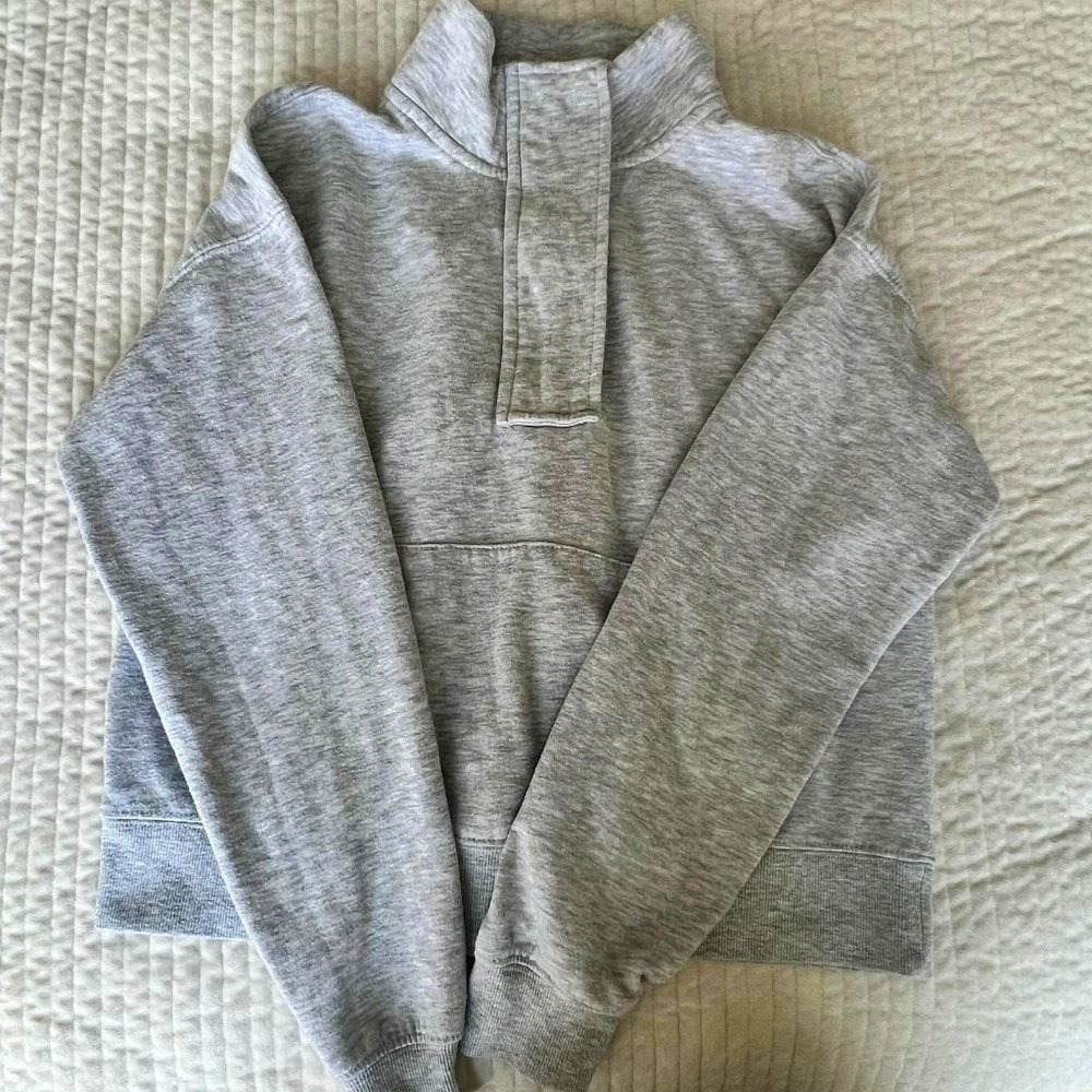 Hippie Rose Gray half zip Sweatshirt